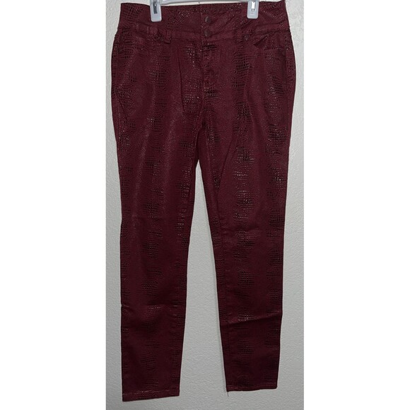 Clash Jeans USA Gator Embossed Pants junior Women Sz 13 Burgundy - Picture 1 of 8